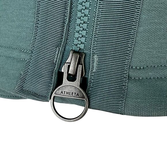 Athleta Moto Jacket Minimalistic Grey SIZE S Green Gym Travel Zip Up #982849 - Picture 8 of 16